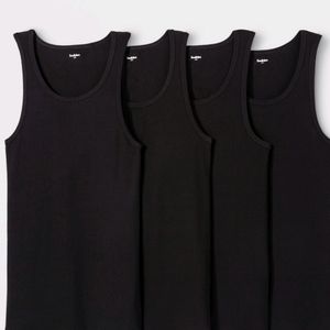 Mens' 4pk Ribbed Tank Top - Goodfellow & Co Black XXL